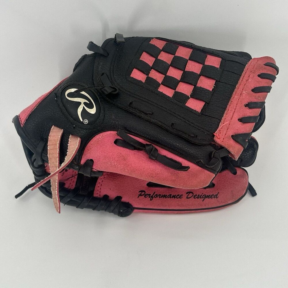 Rawlings PL950BP Youth 9.5" T-Ball Glove Baseball Softball Leather Pink Black